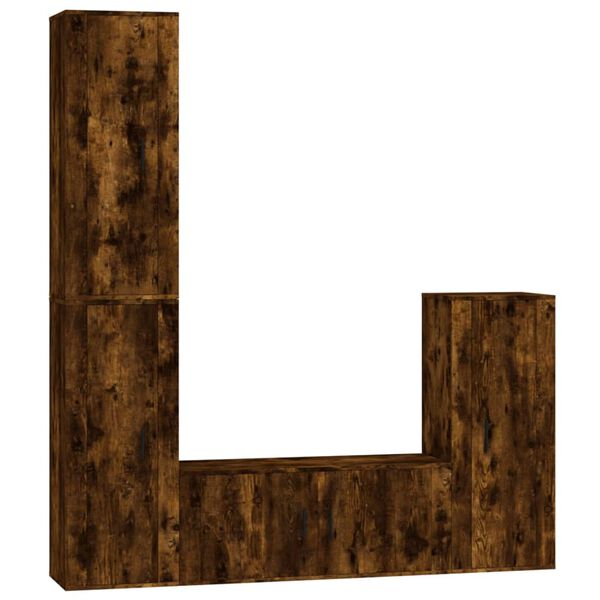 vidaXL Ensemble de meubles TV 4 pcs Ch&ecirc;ne fum&eacute; Bois d'ing&eacute;nierie