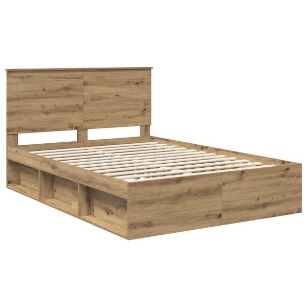 vidaXL Cadre de lit Ch&ecirc;ne artisan 140 x 190 cm Bois de pin massif
