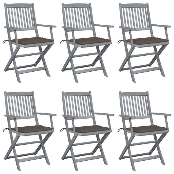 vidaXL Chaises pliables d'ext&eacute;rieur lot de 6 et coussins Bois d'acacia