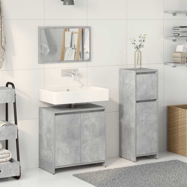 vidaXL Ensemble de meubles de salle de bain 3 pcs gris b&eacute;ton