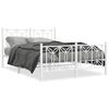 vidaXL Cadre de lit m&eacute;tal sans matelas et pied de lit blanc 135x190 cm