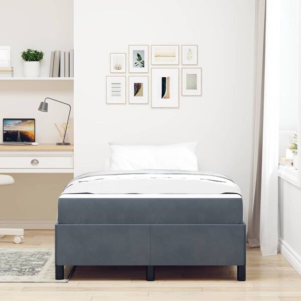 vidaXL Cadre de lit avec matelas Gris foncé 120 x 190 cm tissu