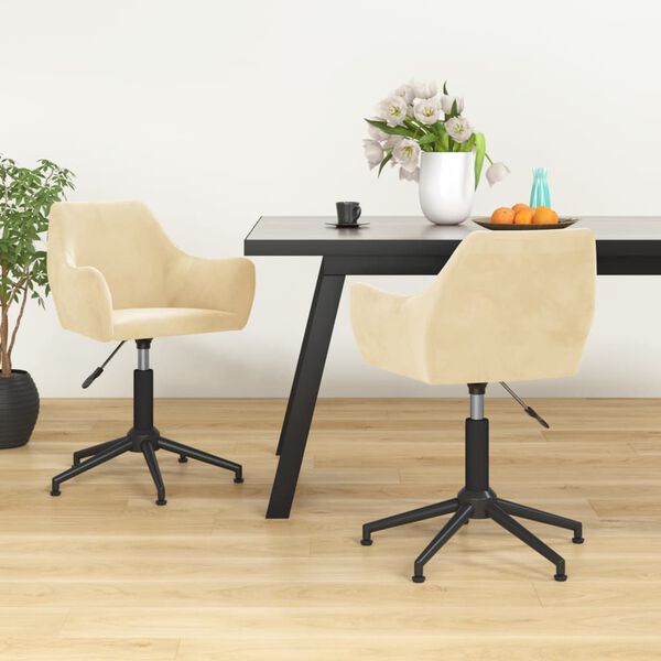 vidaXL Chaise pivotante de salle &agrave; manger Cr&egrave;me Velours