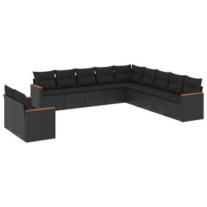 vidaXL Salon de jardin 11 pcs avec coussins noir r&eacute;sine tress&eacute;e