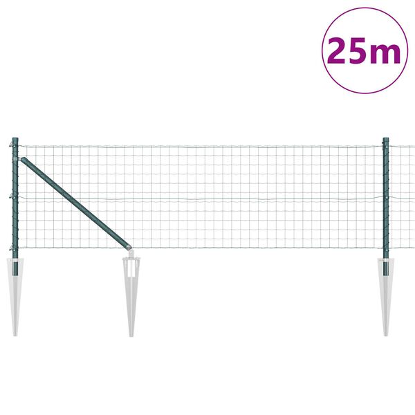 vidaXL Cl&ocirc;ture avec poteau Vert 0,4 x 25 m Acier et PVC