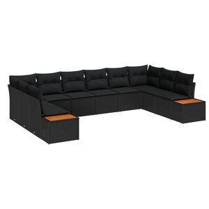 vidaXL Ensemble de canap&eacute; de jardin 10 pi&egrave;ces 10-Nombre de places Noir