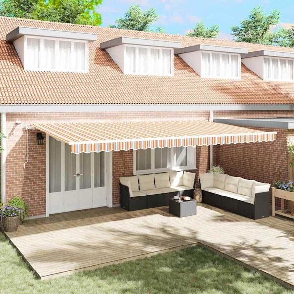 vidaXL Auvent R&eacute;tractable Multicolore 600 &times; 300 cm Polyester et m&eacute;tal