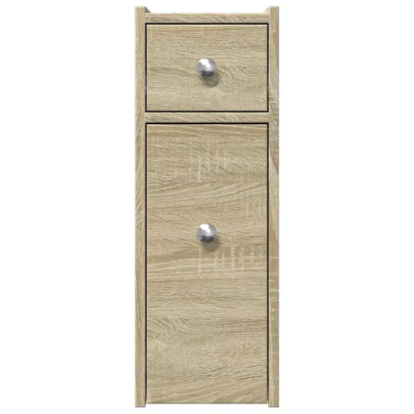 vidaXL Armoire de salle de bain étroite avec roulettes chêne sonoma