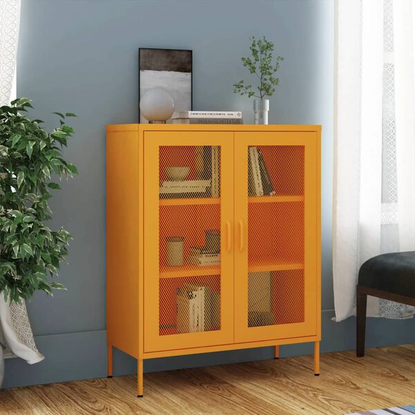 vidaXL Armoire de rangement Jaune moutarde 80 x 35 x 101,5 cm Acier