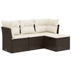 vidaXL Salon de jardin 4 pcs avec coussins marron r&eacute;sine tress&eacute;e