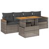 vidaXL Salon de jardin 5 pcs avec coussins gris r&eacute;sine tress&eacute;e acacia
