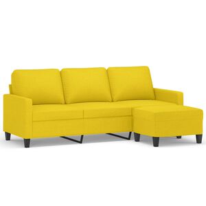vidaXL Canap&eacute; &agrave; 3 places avec repose-pieds Jaune clair 180 cm Tissu