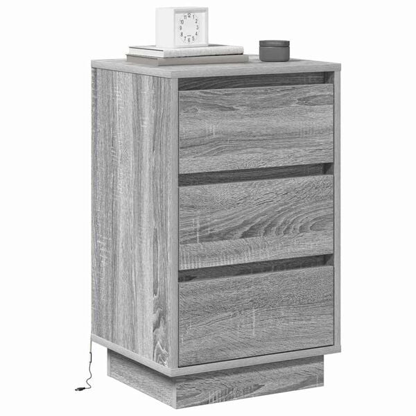vidaXL Cabinet de chevet Gris 39 x 34,5 x 65 cm Bois d'ing&eacute;nierie