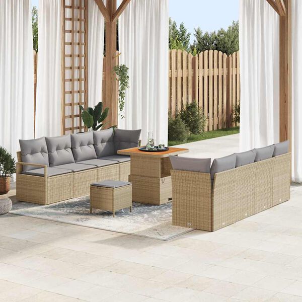 vidaXL Ensemble de canap&eacute; de jardin avec coussin Beige et Gris clair