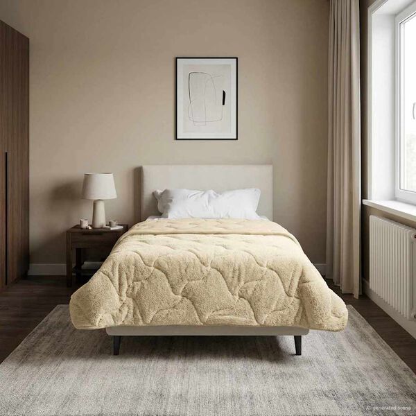 vidaXL Duvet complet toute l'ann&eacute;e Matelass&eacute; Cr&egrave;me 155 x 200 cm