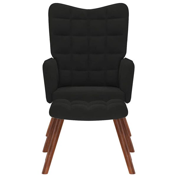 vidaXL Fauteuil relax avec tabouret en velours noir
