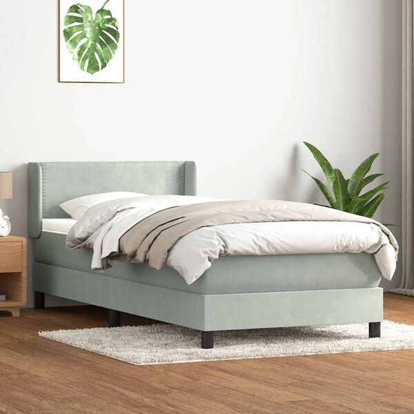 vidaXL Sommier &agrave; lattes de lit et matelas gris clair 100x220cm velours