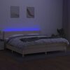 vidaXL Sommier &agrave; lattes de lit et matelas et LED Cr&egrave;me 200x200cm Tissu