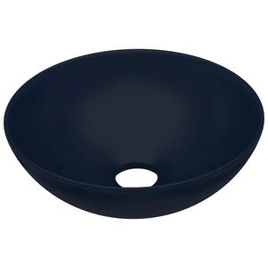 vidaXL Lavabo de salle de bain C&eacute;ramique Bleu fonc&eacute; Rond