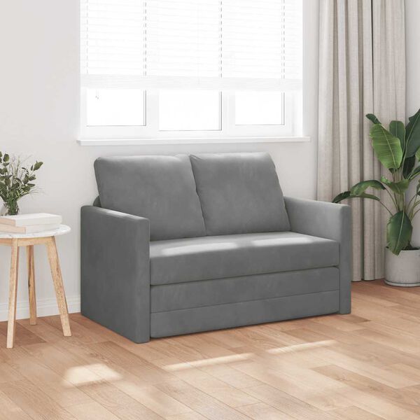 vidaXL Canap&eacute;-lit 2 en 1 gris fonc&eacute; 122x204x55 cm velours
