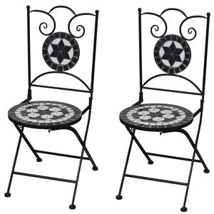 vidaXL Chaises pliantes 2 pi&egrave;ces C&eacute;ramique Noir et Blanc