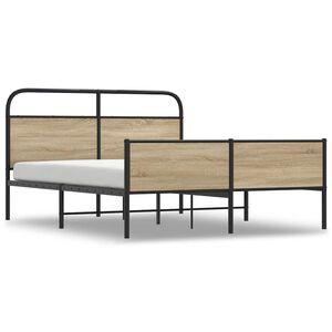 vidaXL Cadre de lit en m&eacute;tal sans matelas ch&ecirc;ne fum&eacute; 160x200 cm