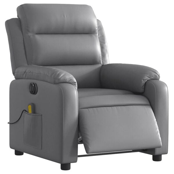 vidaXL Fauteuil de massage inclinable &eacute;lectrique gris similicuir