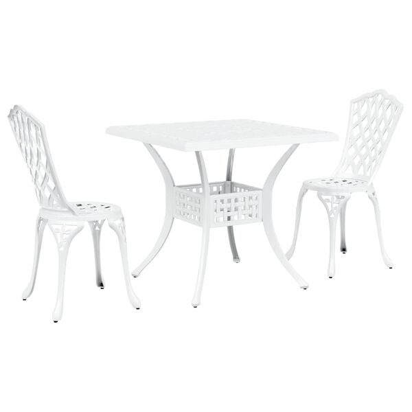 vidaXL Ensemble de tables de jardin 3 pcs Blanc Aluminium coul&eacute;