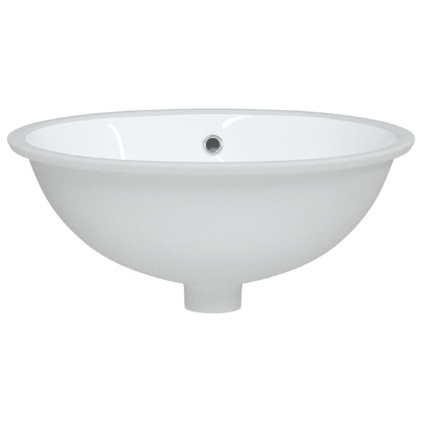 vidaXL &Eacute;vier de salle de bain blanc 47x39x21 cm ovale c&eacute;ramique
