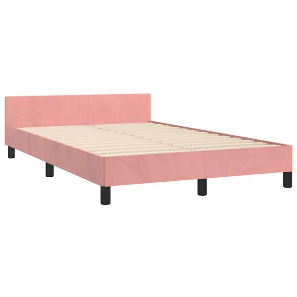 vidaXL Cadre de lit et tête de lit sans matelas rose 120x200cm velours
