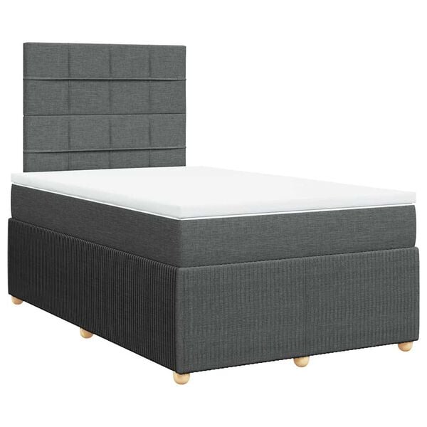 vidaXL Sommier &agrave; lattes de lit avec matelas Gris fonc&eacute; 120x200cm Tissu