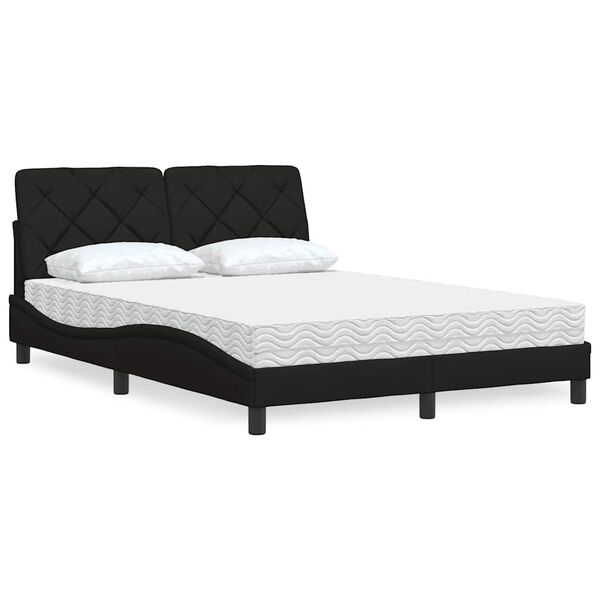 vidaXL Lit avec matelas noir 120x200 cm tissu