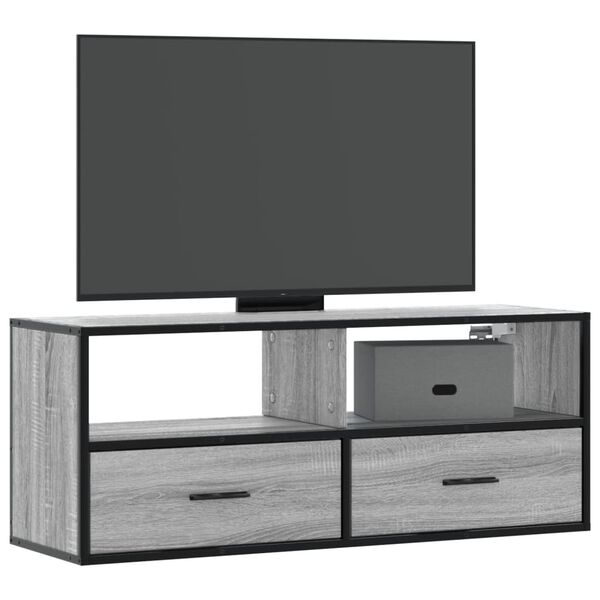 vidaXL Meuble TV sonoma gris 100x31x39,5 cm bois d'ing&eacute;nierie et m&eacute;tal