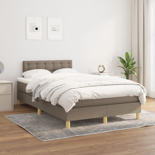 vidaXL Sommier &agrave; lattes de lit avec matelas taupe 120x190 cm tissu