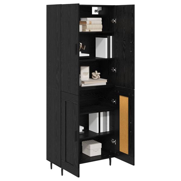 vidaXL Haut Armoire 2 pcs Ch&ecirc;ne noir Bois Agglom&eacute;r&eacute; et Verre