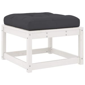 vidaXL Repose-pied de jardin avec coussins blanc bois de pin massif