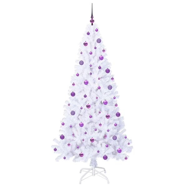 vidaXL Sapin de No&euml;l artificiel avec 300 LED Blanc 210 cm PVC et Acier