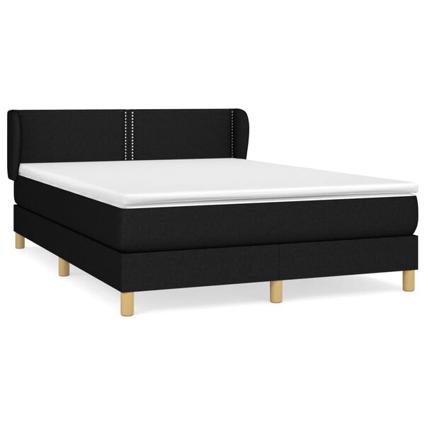 vidaXL Sommier &agrave; lattes de lit avec matelas Noir 140x200 cm Tissu