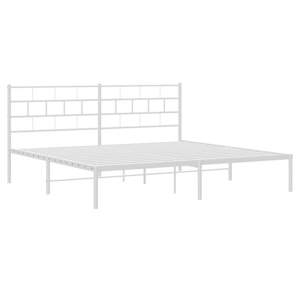 vidaXL Cadre de lit m&eacute;tal sans matelas et t&ecirc;te de lit blanc 200x200 cm