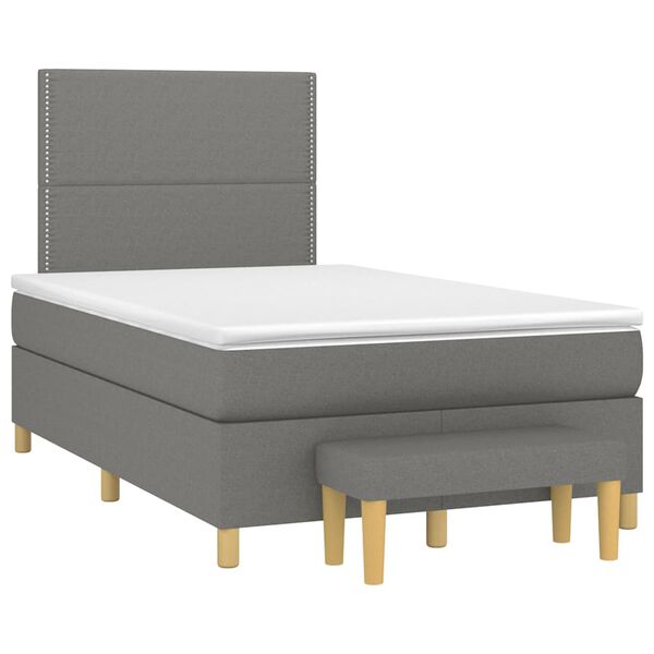 vidaXL Sommier &agrave; lattes de lit avec matelas gris fonc&eacute; 120x190cm tissu