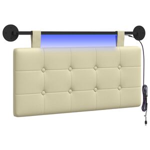 vidaXL T&ecirc;te de lit suspendue Avec lumi&egrave;re LED Cr&egrave;me Simili cuir