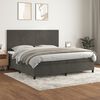 vidaXL Sommier &agrave; lattes de lit et matelas Gris fonc&eacute; 200x200cm Velours