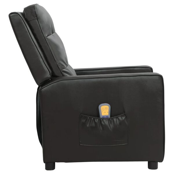 vidaXL Fauteuil de massage Noir Similicuir brillant