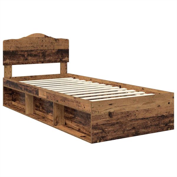vidaXL Cadre de lit Bois ancien 90 x 190 cm Bois de pin massif