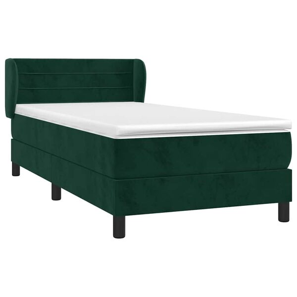 vidaXL Sommier &agrave; lattes de lit avec matelas Vert fonc&eacute; 90x190 cm