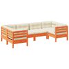 vidaXL Salon de jardin 6 pcs avec coussins cire marron bois pin massif