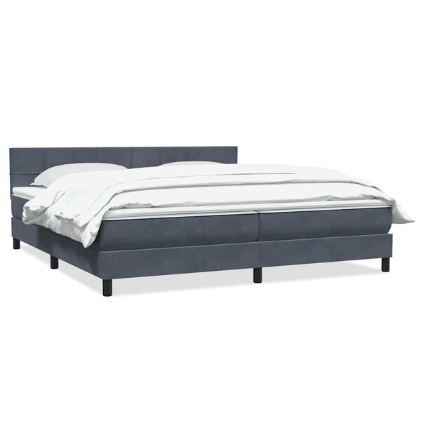 vidaXL Sommier &agrave; lattes de lit et matelas gris fonc&eacute; 180x210cm velours