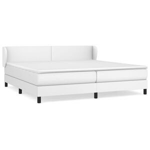 vidaXL Sommier &agrave; lattes de lit avec matelas Blanc 200x200cm Similicuir