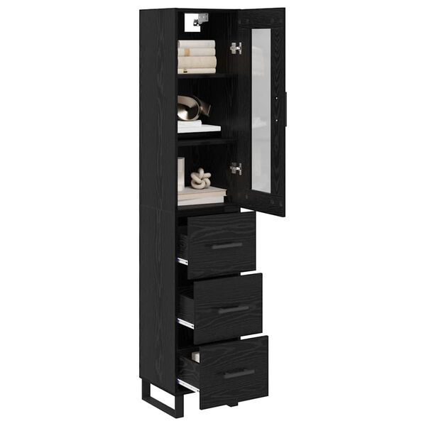 vidaXL Haut Armoire Ch&ecirc;ne noir 34,5 x 34 x 180 cm Bois d'ing&eacute;nierie