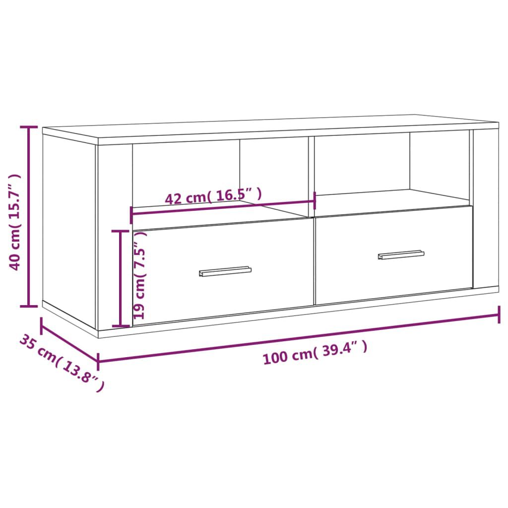 vidaXL Meuble TV Sonoma gris 100x35x40 cm Bois d'ingénierie